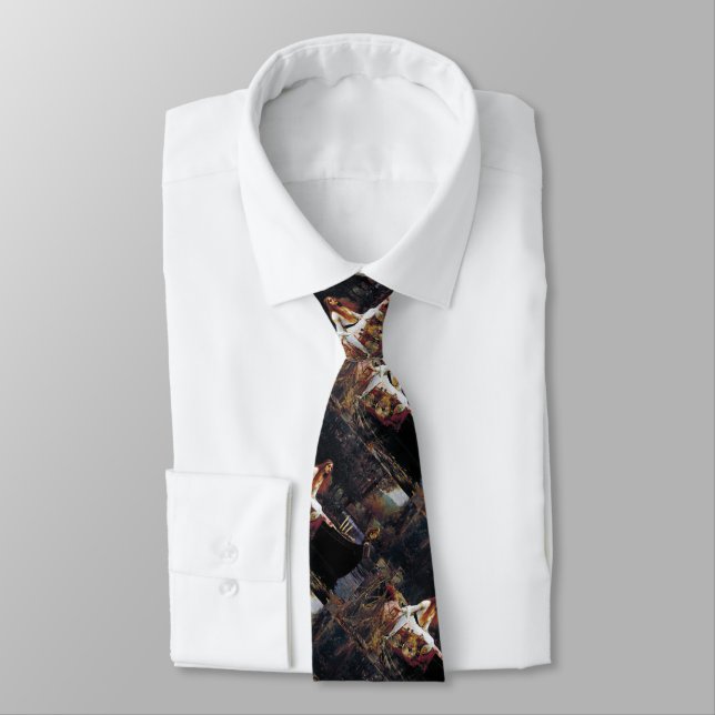 Lady Of Shallot on Boat Waterhouse Art Necktie (Tied)