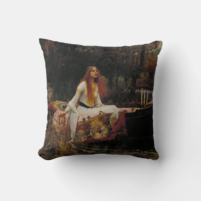 Lady of Shallot Pre-Raphaelite Painting Throw Pillow (Front)