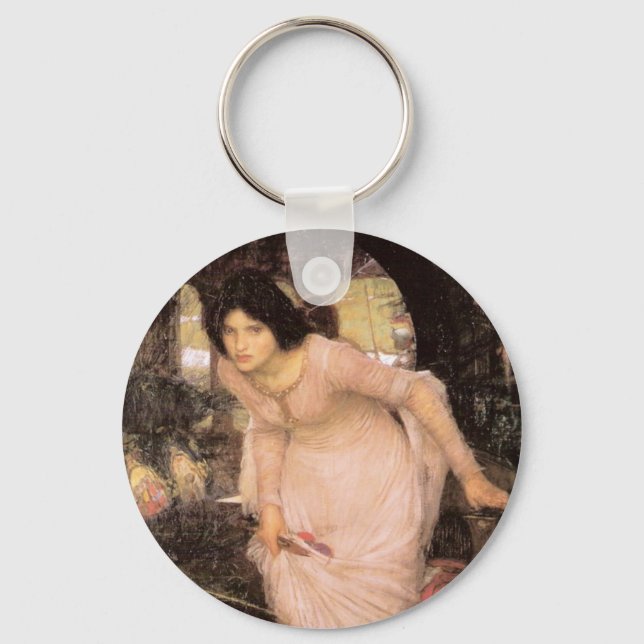 Lady of Shalott Looking at Lancelot Keychain (Front)