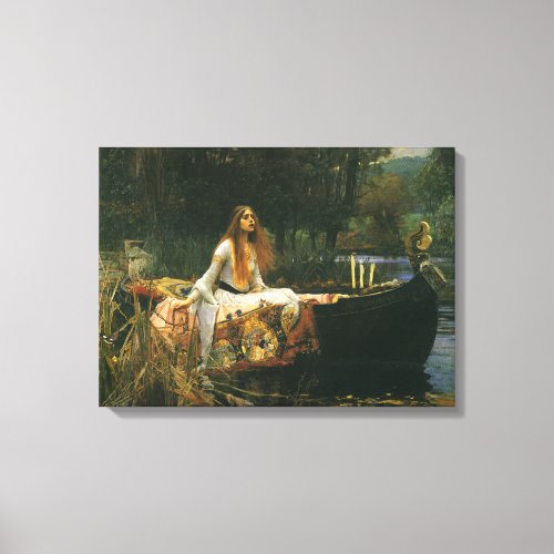 Lady of Shalott On Boat by John William Waterhouse Canvas Print