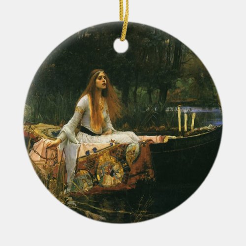 Lady of Shalott On Boat by John William Waterhouse Ceramic Ornament