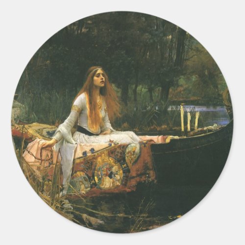 Lady of Shalott On Boat by John William Waterhouse Classic Round Sticker