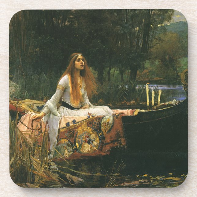 Lady of Shalott On Boat by John William Waterhouse Drink Coaster (Front)