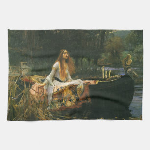 Lady of Shalott On Boat by John William Waterhouse Kitchen Towel