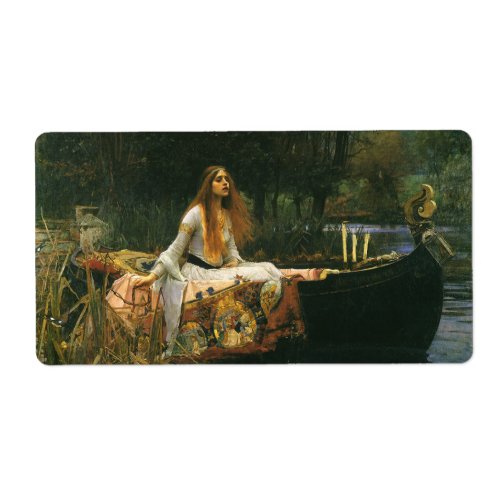 Lady of Shalott On Boat by John William Waterhouse Label