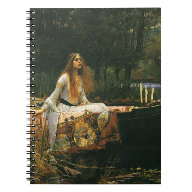 Lady of Shalott On Boat by John William Waterhouse Notebook (Front)