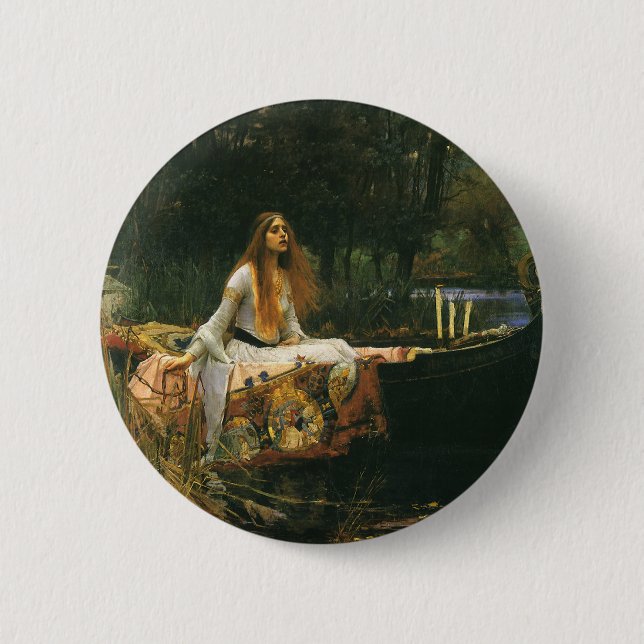 Lady of Shalott On Boat by John William Waterhouse Pinback Button (Front)