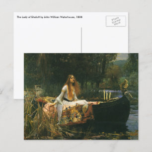 Lady of Shalott On Boat by John William Waterhouse Postcard