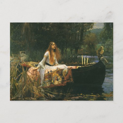 Lady of Shalott On Boat by John William Waterhouse Postcard