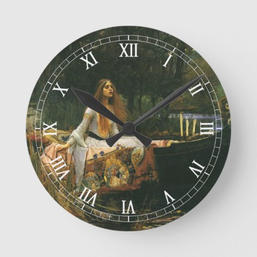 Lady of Shalott On Boat by John William Waterhouse Round Clock