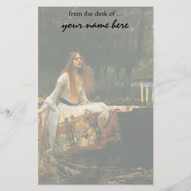 Lady of Shalott On Boat by John William Waterhouse Stationery (Front)