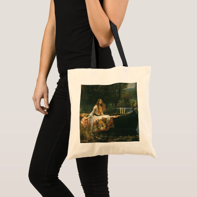 Lady of Shalott On Boat by John William Waterhouse Tote Bag (Front (Product))