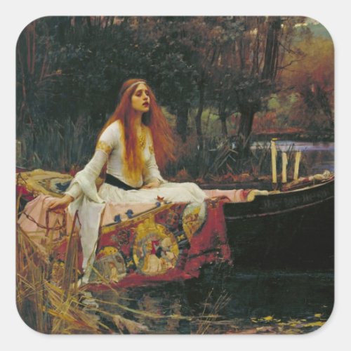 Lady of Shalott on the Water Square Sticker