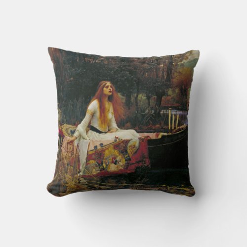 Lady of Shalott on the Water Throw Pillow