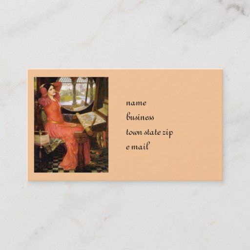 Customizable Lady of Shalott  Sitting at Her Desk Business Card Templates