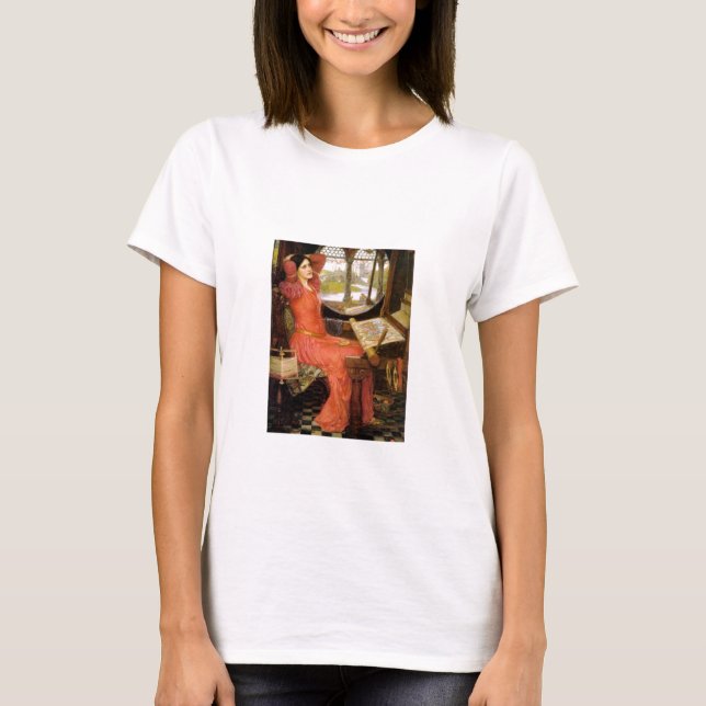 Lady of Shalott  Sitting at Her Desk T-Shirt (Front)