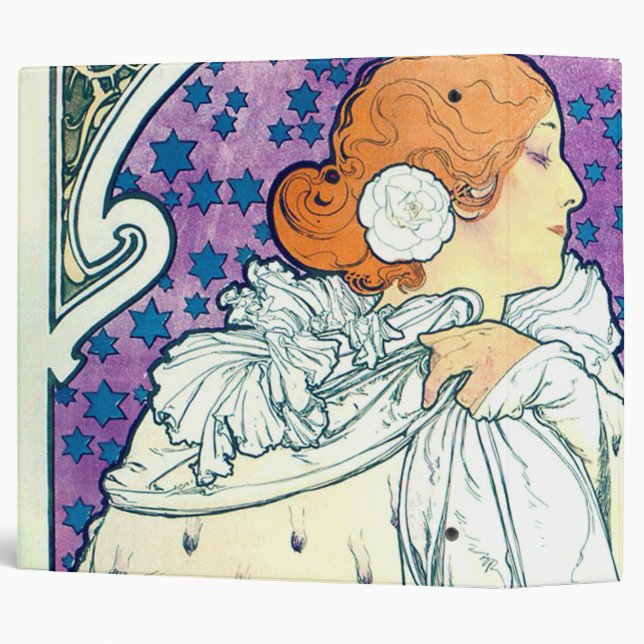 Lady of the Camelias, Alphonse Mucha 3 Ring Binder (Back/Spine)