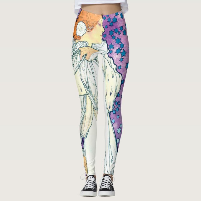 Lady of the Camelias, Alphonse Mucha Leggings (Front)