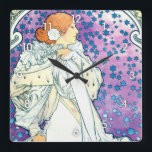 Lady of the Camelias, Alphonse Mucha Square Wall Clock<br><div class="desc">Alphonse Mucha (24 July 1860 – 14 July 1939) was a Czech painter, illustrator and graphic artist, living in Paris during the Art Nouveau period, best known for his distinctly stylized and decorative theatrical posters, particularly those of Sarah Bernhardt. He produced illustrations, advertisements, decorative panels, and designs, which became among...</div>