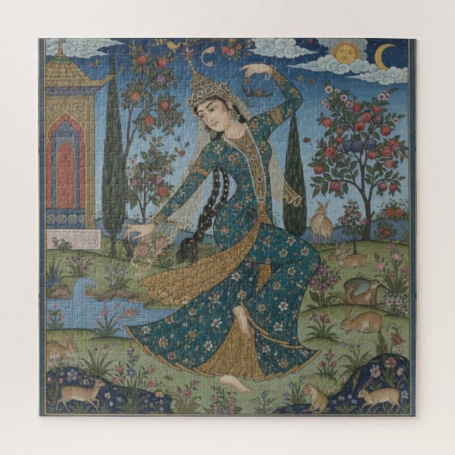 Lady of the Garden - Medieval Grace in Bloom Jigsaw Puzzle (Vertical)