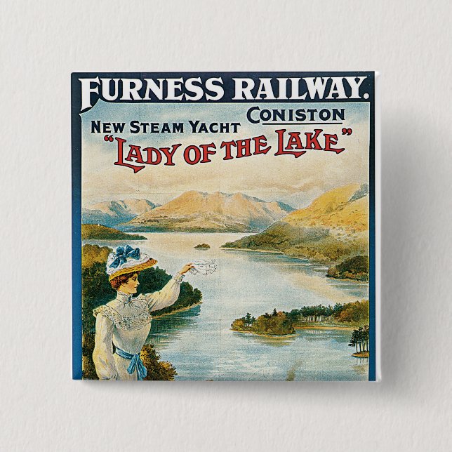 Lady of the Lake ~ Furness Railway Button (Front)