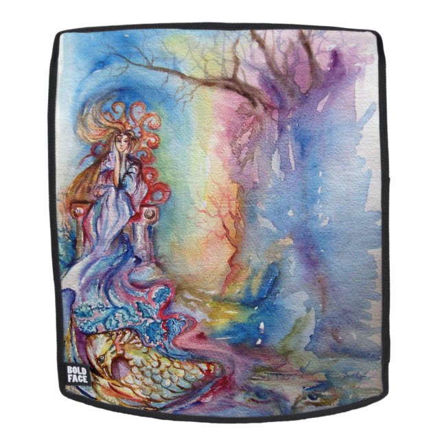 LADY OF THE LAKE Pink Blue Fantasy Backpack (Removable Face)