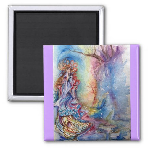 LADY OF THE LAKE Pink Blue Fantasy Watercolor Magnet