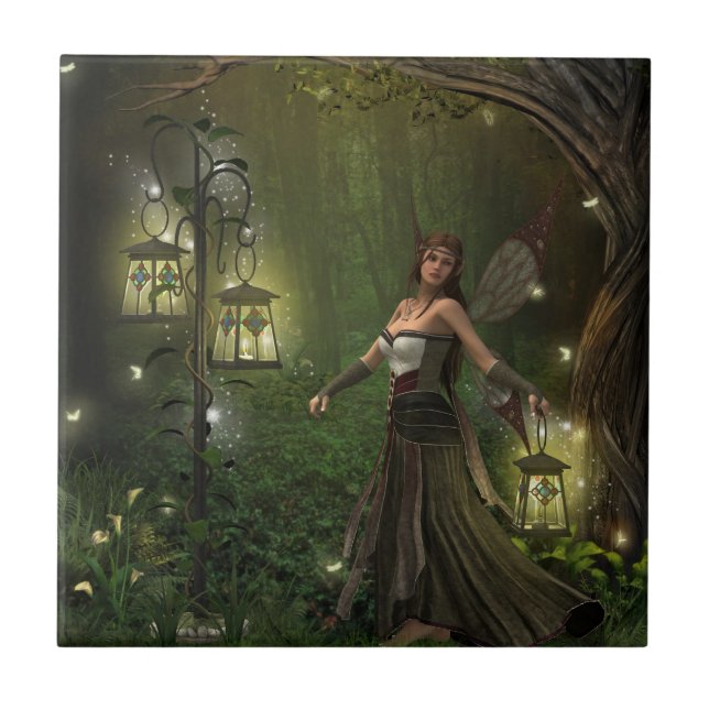 Lady of the Lanterns Refrigerator Magnet Ceramic Tile (Front)