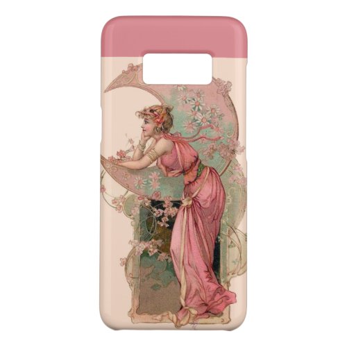 LADY OF THE MOON WITH FLOWERS IN PINK Case_Mate SAMSUNG GALAXY S8 CASE