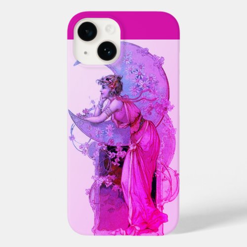 LADY OF THE MOON WITH FLOWERS IN PINK FUCHSIA Case_Mate iPhone 14 CASE