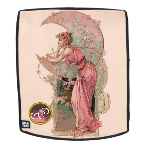 LADY OF THE MOON WITH FLOWERS IN PINK MONOGRAM BACKPACK