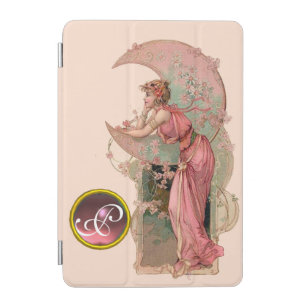 LADY OF THE MOON WITH FLOWERS IN PINK MONOGRAM iPad MINI COVER