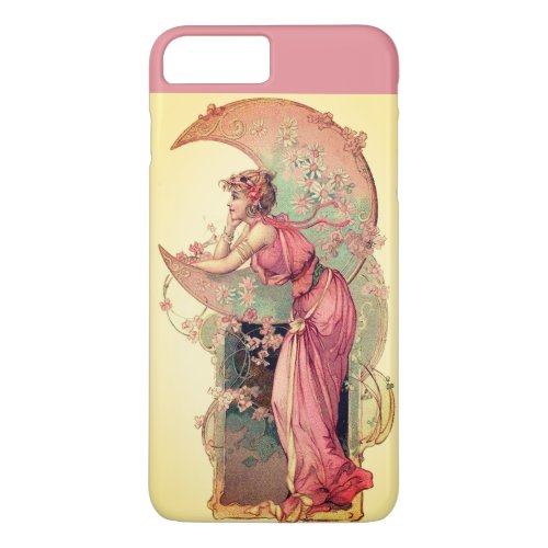 LADY OF THE MOON WITH FLOWERS IN PINK YELLOW iPhone 8 PLUS7 PLUS CASE