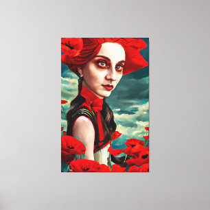 Lady of the Poppy Flowers fantasy original Art  Canvas Print
