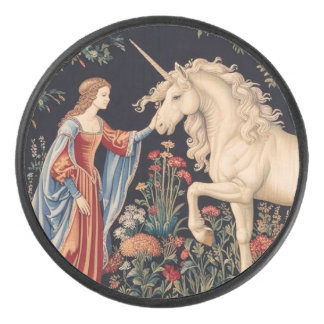 Lady of the Unicorn Hockey Puck