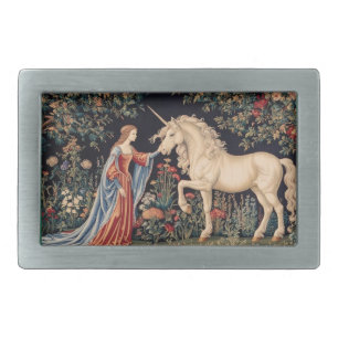 Lady of the Unicorn in a Garden Belt Buckle