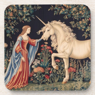 Lady of the Unicorn in a Garden Beverage Coaster