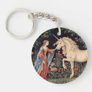 Lady of the Unicorn in a Garden Keychain