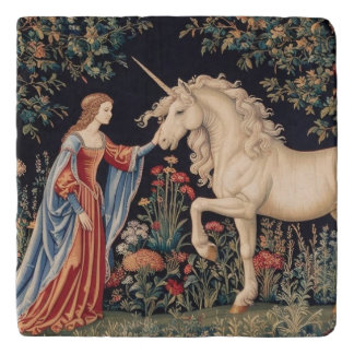 Lady of the Unicorn in a Garden Trivet