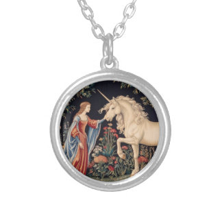 Lady of the Unicorn Silver Plated Necklace