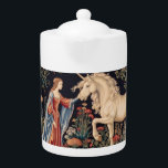 Lady of the Unicorn Teapot<br><div class="desc">The medieval tapestry of Dame à la Licorne,  on the backdrop of milleflowers,  a moment of art history.</div>