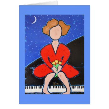 Lady On Piano Card by ronaldyork at Zazzle