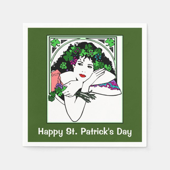 Lady On St. Patricks Day Napkins (Front)