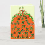 LADY ORANGE AND SHAMROCKS St. Patricks Day Fashion Holiday Card