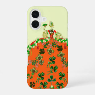 LADY ORANGE AND SHAMROCKS St. Patricks Day Fashion iPhone 16 Case