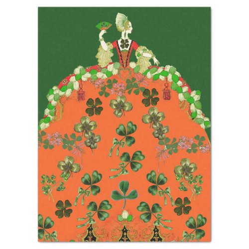 LADY ORANGE AND SHAMROCKS St Patricks Day Green  Tissue Paper