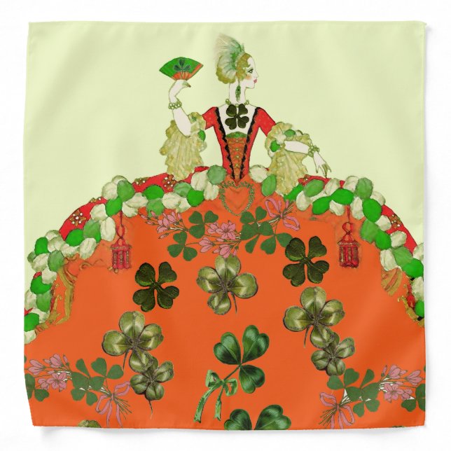 LADY ORANGE AND SHAMROCKS St. Patricks Day Party Bandana (Front)
