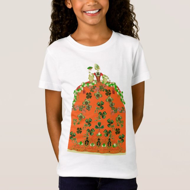 LADY ORANGE AND SHAMROCKS St. Patricks Day Party T-Shirt (Front)