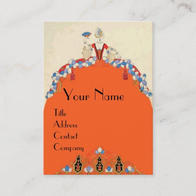 LADY ORANGE FASHION COSTUME DESIGNER MAKEUP ARTIST BUSINESS CARD (Front)