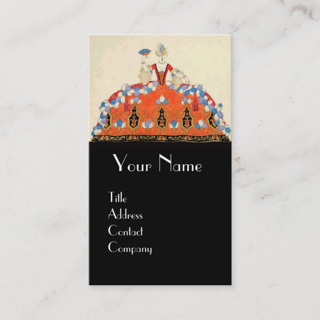 LADY ORANGE FASHION COSTUME DESIGNER MAKEUP ARTIST BUSINESS CARD (Front)